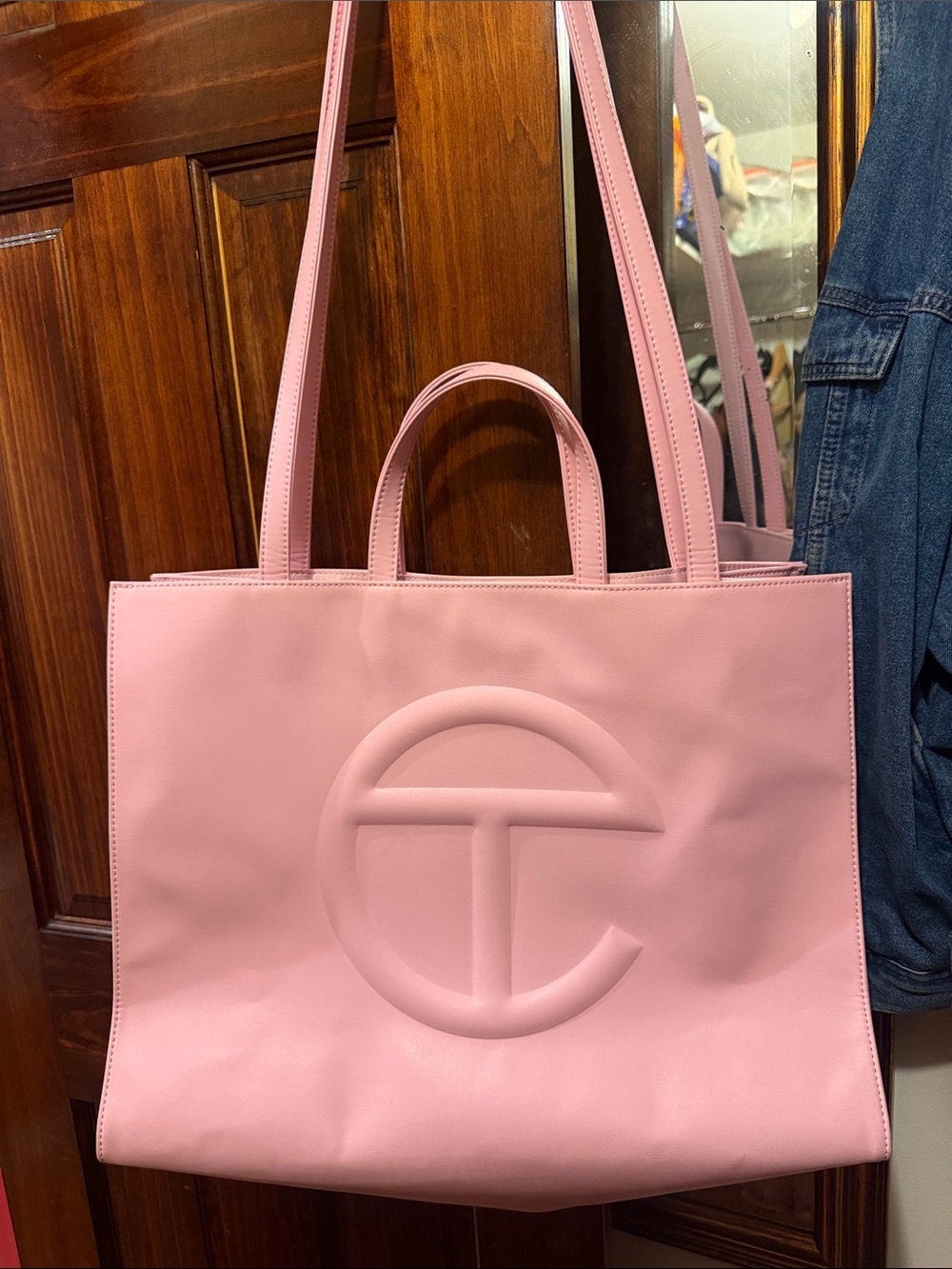 Telfar Pink Logo large Tote Bag